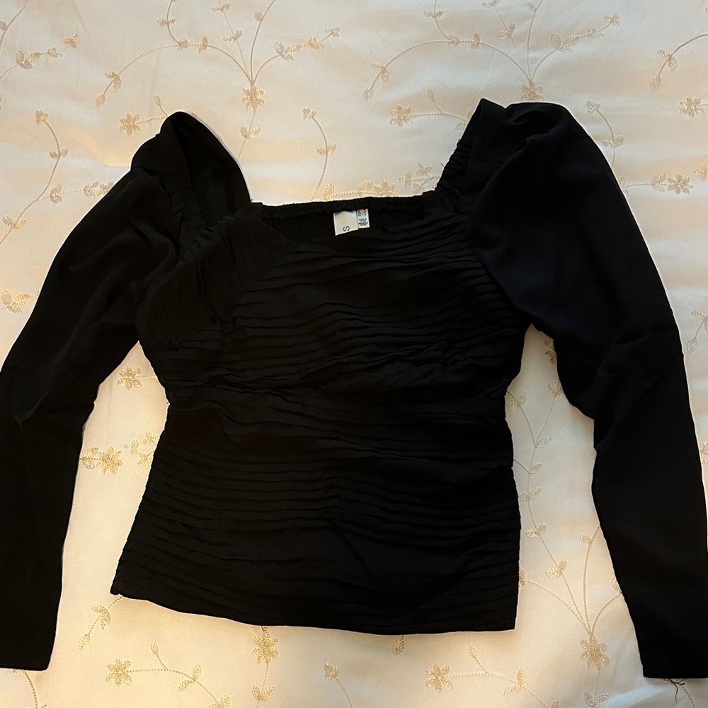 Chic Black Ruched Women's Blouse